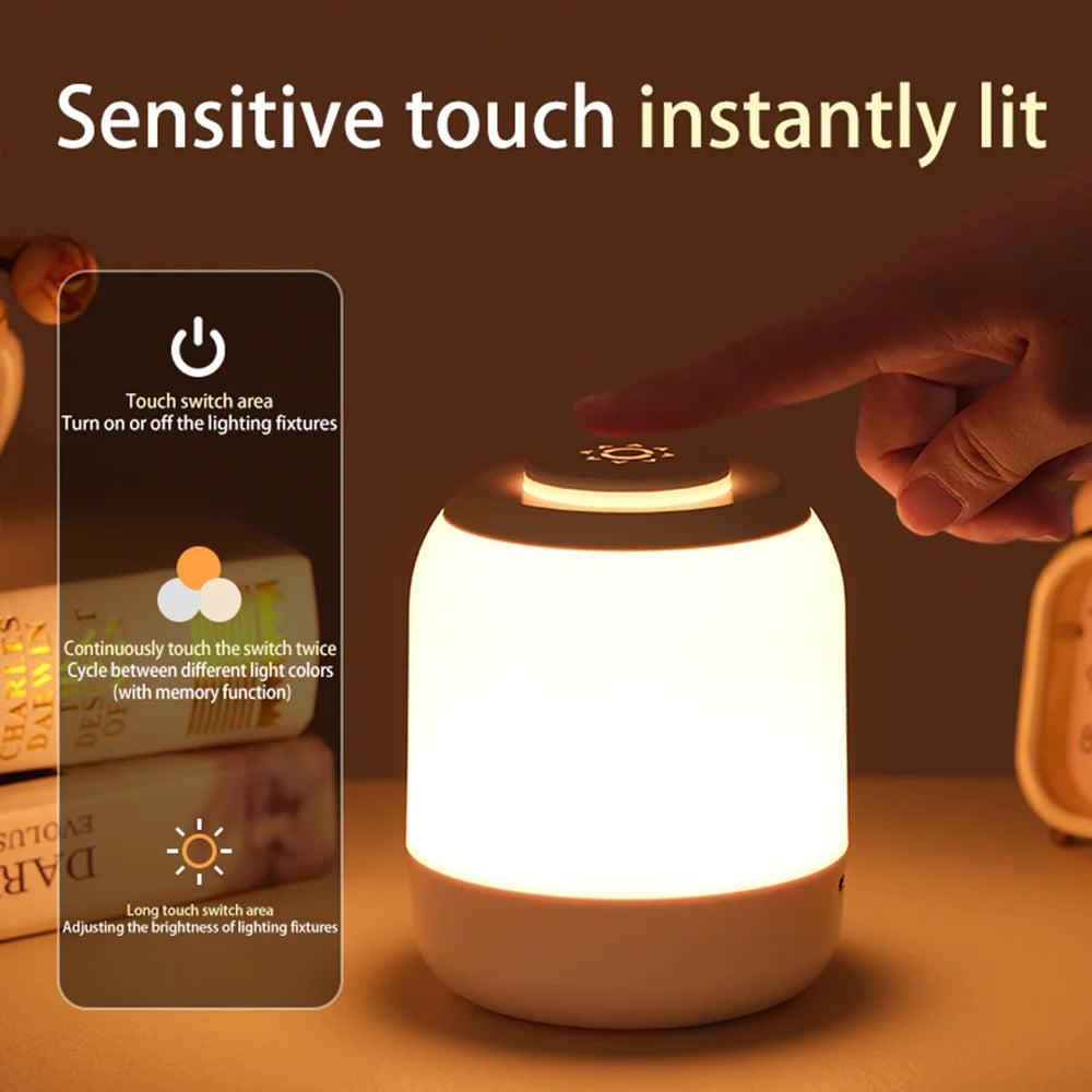 Rechargeable RGB Touch LED Lamp – Table Night Light with Sensor