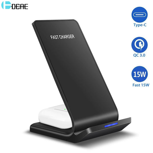 30W 2-in-1 Wireless Charger – Compatible with Samsung S24/S23/Note 20 and iPhone 15/14/13/12/11/XS/XR/X/8 + AirPods Pro