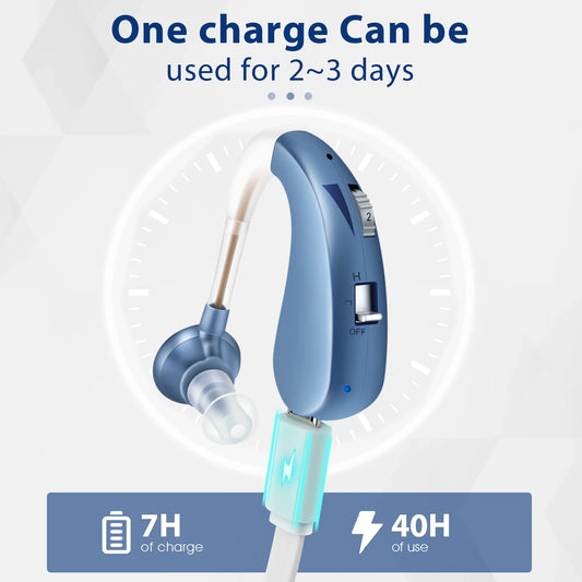 Smart Rechargeable Hearing Aid for Seniors | Amplified Sound, Mini Size, Comfortable Fit – BTE Hearing Pro