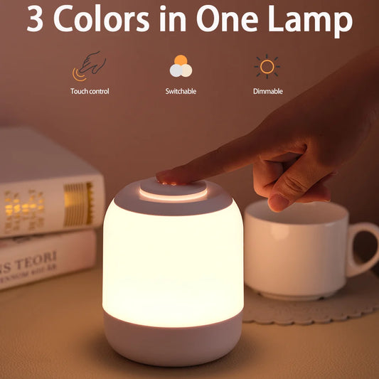Rechargeable RGB Touch LED Lamp – Table Night Light with Sensor