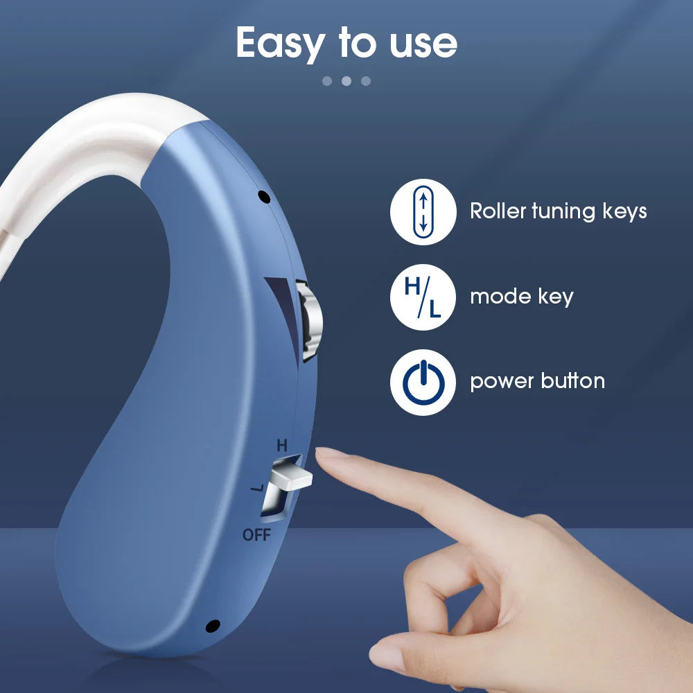 Smart Rechargeable Hearing Aid for Seniors | Amplified Sound, Mini Size, Comfortable Fit – BTE Hearing Pro